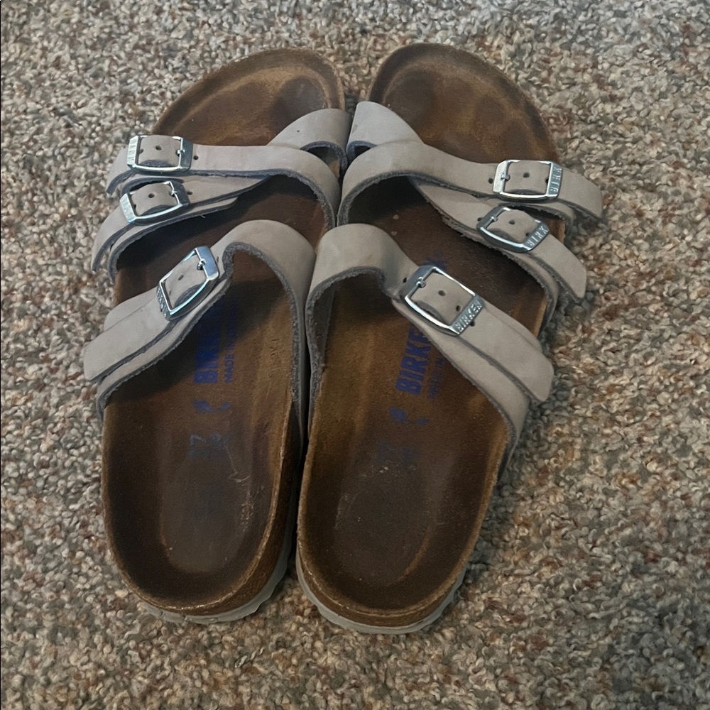 Gray Double Strap Sandals